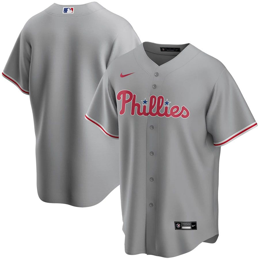 Mens Philadelphia Phillies Nike Gray Road Replica Team MLB Jerseys->philadelphia phillies->MLB Jersey